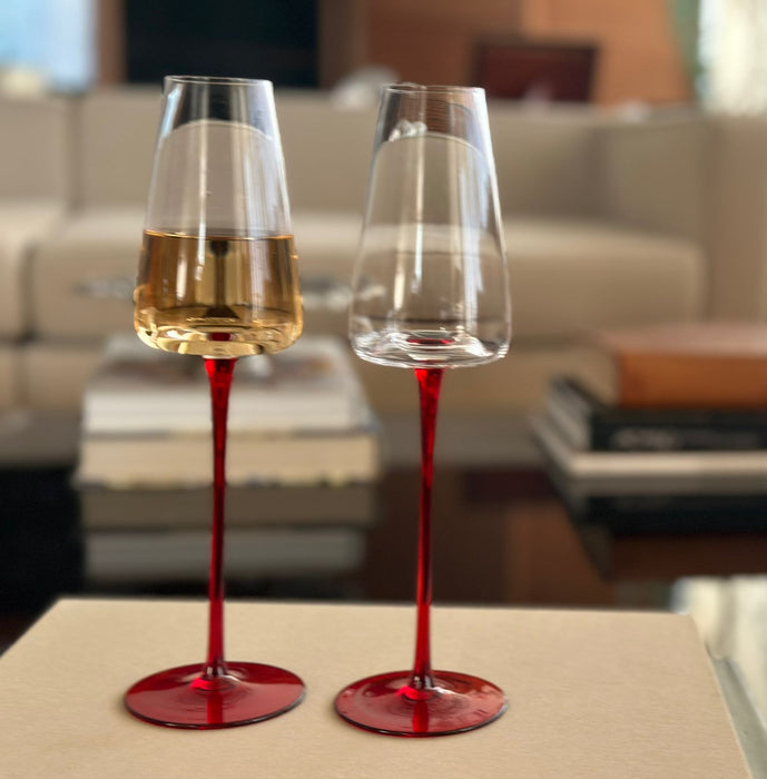 Jogo de Taças de Vinho Espumante Cristal Colorido Coleção Máxima 300ml 4 Peças