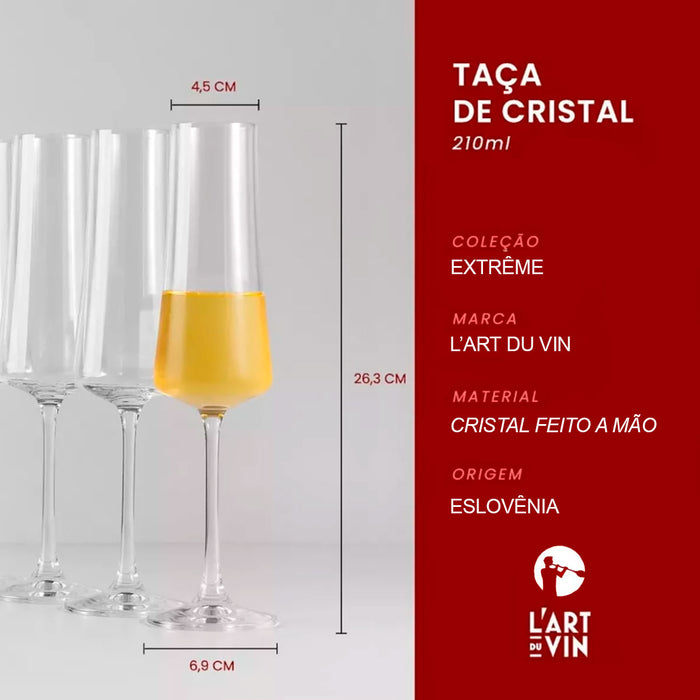 Kit Duo Taças de Vinho Cristal Coleção Extrême 460ml e 210ml 12 Peças
