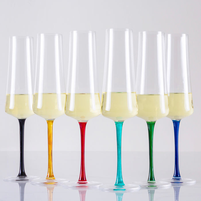Jogo de Taças de Vinho Espumante Cristal Colorido Coleção Extreme Colors 210ml 6 Peças