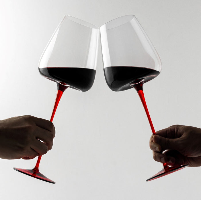 Jogo de Taças de Vinho Cristal Colorido Coleção Máxima Haste Longa Vermelho 4 Peças