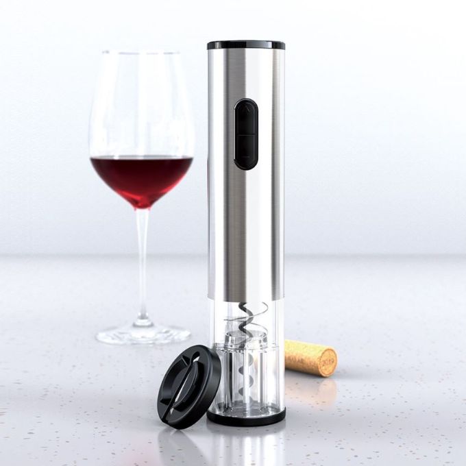Kit Abridor de Vinho Elétrico Profissional Prata 2 Peças