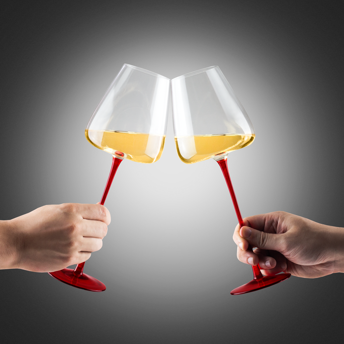 Jogo de Taças de Vinho Cristal Colorido Coleção Máxima Haste Longa Vermelho 4 Peças