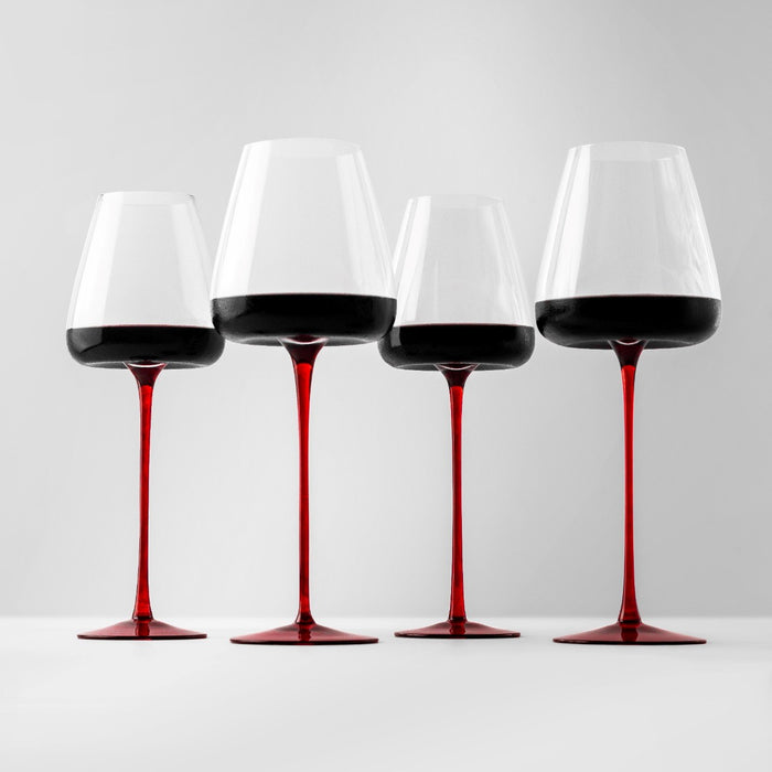 Taças de Vinho Cristal Colorido Máxima 900ml Haste Longa Vermelha 2 Peças