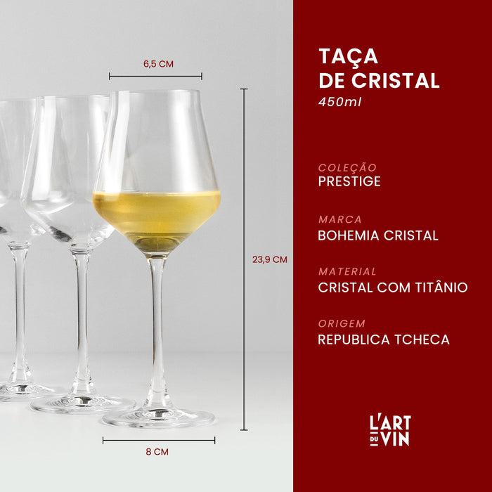 Kit 6 taças para vinho branco 450 ml Titânio