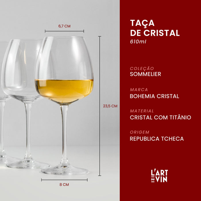 Kit Duo Sommelier 12 taças de Cristal Bohemia - Dimensões