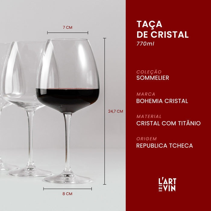 Kit com 18 taças de cristal para vinho tinto e champanhe - Grande