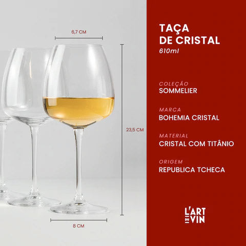 Tamanho da taça de cristal grande para vinho